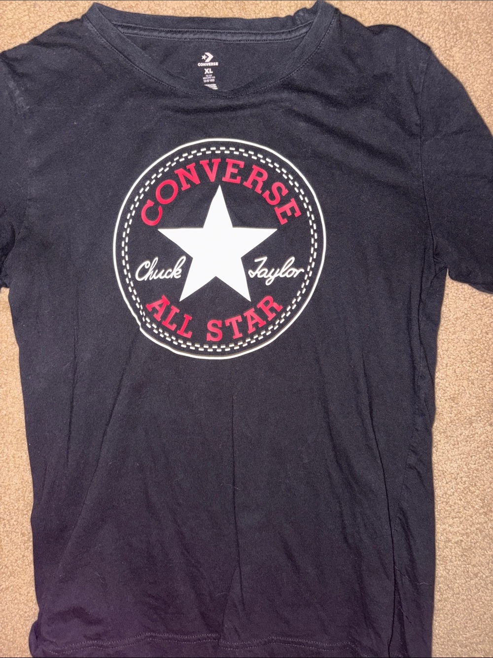 Converse Black Tee with White Star and Red Logo